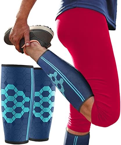 Sparthos Calf Compression Sleeves, Shin Splint Relief Men, Women - Blue-L by Sparthos