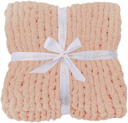 Bigacogo Chunky Knit Throw Blanket for Couch, 40x80 inches, Peach Fuzz - Image 7