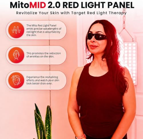 Mito Red Light – MitoMID 2.0 Red Light Panel – Red Light Therapy for Face and Neck – Red Light & Near Infrared Red Light Therapy – At-Home Red Light Therapy for Body - Image 3
