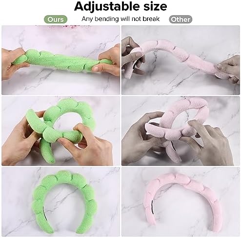 Ztomine 2 Count Hairband, Set of 2 - Thick, Soft, Plush, Absorbent Terry Cloth Spa Headbands for Washing Face or Facial - Puffy Makeup Headbands for Face Washing, Mask, Skin Treatment - Image 4
