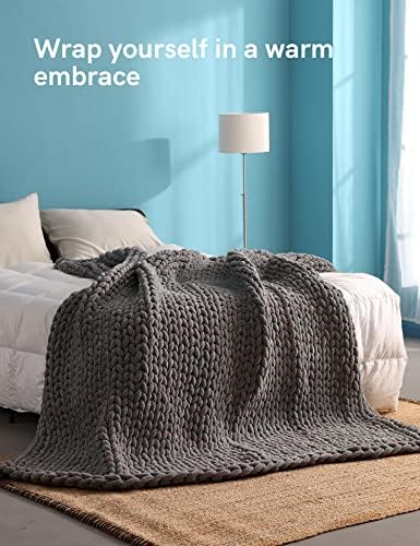 YnM Chenille Weighted Blanket, Handmade Chunky Knitted Design, Soft and Cozy, Temperature Regulating and Breathable, Machine Washable Throw for Sleep or Home Decor (Red Blue, 50x60 Inch, 10lbs) - Image 3
