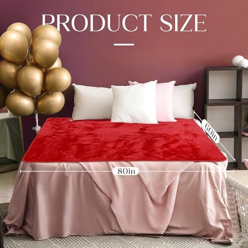 Tisancy Waterproof Blanket and Stain Proof, Queen Size 80'' x 60'' Double Side Leakproof Reversible Sherpa Flannel Fleece 3 Layer Lightweight Red Blanket, Absorbs 50oz - Image 2