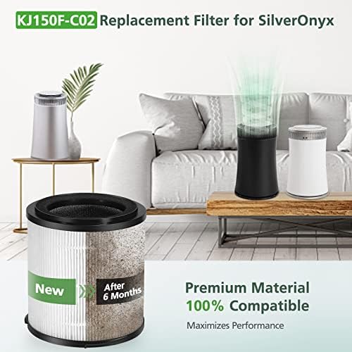 KJ150F-C02 True HEPA Replacement Filter for SilverOnyx 5-Speed Air Purifier (Large Room500 sq ft) for Pets, Smoke and Dust - Image 3