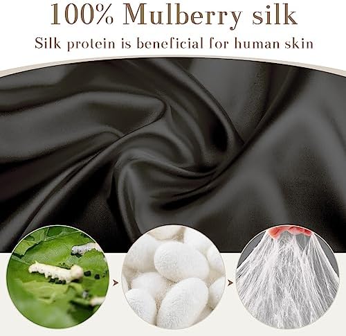 SECZIPE 100% Mulberry Silk Sleep Mask Eye Mask for Women Man with Adjustable Band, for Side Sleeper Blackout Sleep Mask for Travel Rest and Office Large Size (Black) - Image 3