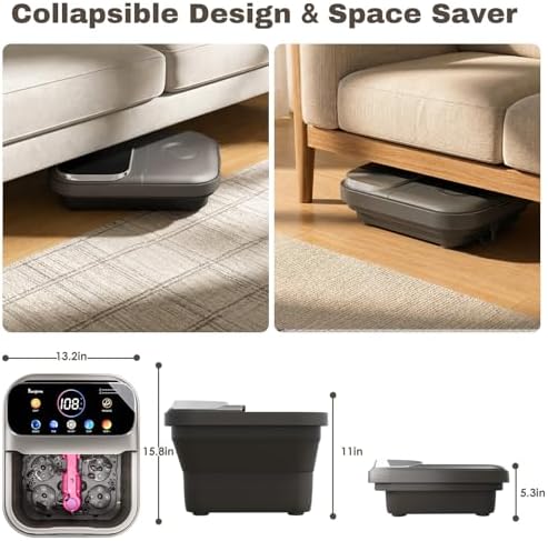 Ranjova Foot Spa Electric Rotary Massage, with Color Touch Screen and Remote Control, Foot Bath Massager with Heat, Bubble, Adjustable Temp, and 24 Motorized Shiatsu Massage Balls (Dark Grey) - Image 7