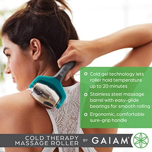 Gaiam Restore Cold Therapy Massage Roller - Easy-Glide Ball Roller with Sure-Grip Handle - Muscle Massage Tool to Help with Sore Muscles, Neck, and Back Pain - Compact and Lightweight, (Pack of 12) - Image 2
