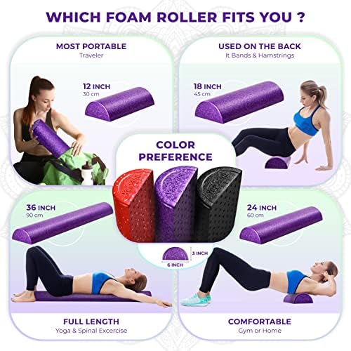 Yes4All High-Density EPP Half Round Back Roller Foam, Exercise Foam Roller for Yoga, Pilates & Stretching - 12, 18, 24, 36 inch - Image 3