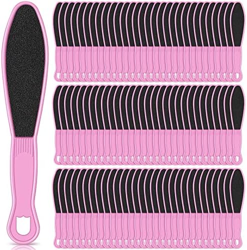 Minatee 100 Pcs Pedicure Foot File Double Sided Foot Sander Scraper, Pink by Minatee