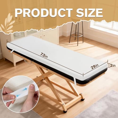 Massage Bed Topper 73x29x2 Inch Lash Bed Foam Topper with Removable Cover and Elastic Bands Non-Slip Massage Table Pad for Spa Lash Extensions Salon - Image 2