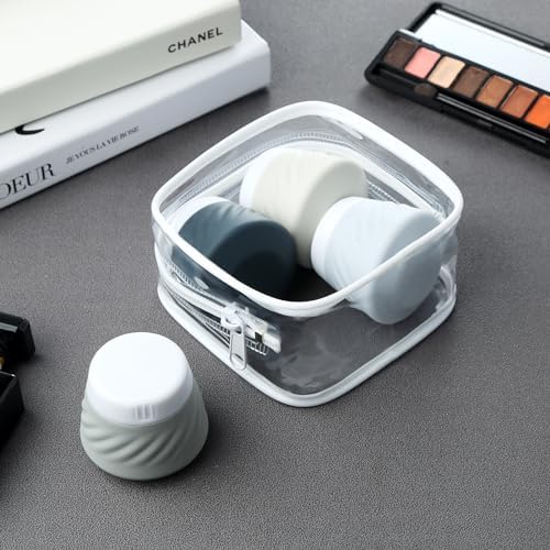 Gemice TSA Approved Travel Containers for Toiletries, 4 Pack Silicone Cream Jars with Convenient Toiletry Bag, Leak-proof Wide Mouth Travel-Size Toiletries Containers with Lid for Cosmetic Cream - Image 6