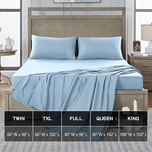 FreshCulture Queen Flat Sheet - Hotel Quality Queen Flat Sheet Only - Brushed Microfiber Top Sheet - Ultra Soft & Breathable - Wrinkle-Free - Easy Care - Single Flat Sheet (Queen, Light Blue) - Image 5