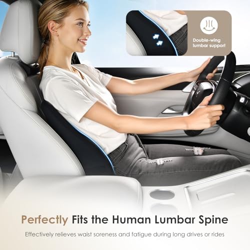 FLORICH Car Seat Cushion and Lumbar Support Pillow, Ergonomic Memory Foam Driving Seat Cushions for Back & Sciatica Pain Relief, Non-Slip Cushion for Car, Office, Truck, Wheelchair, Gaming Chair-Black - Image 4