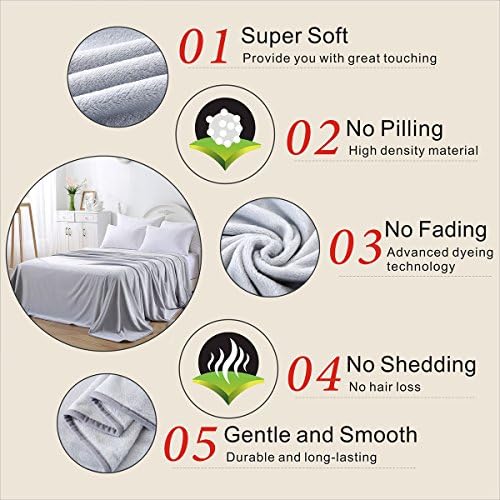Polar Fleece Blankets King Size for The Bed Extra Soft Brush Fabric Super Warm Bed Blanket Lightweight Couch Blanket 90" x 108"(Light Gray King) - Image 4