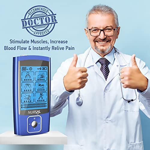 NURSAL TENS EMS Unit Muscle Stimulator for Pain Relief Therapy, Electric 24 Modes Dual Channel TENS Machine Pulse Massager with 12 Pcs Electrode Pads/Continuous Stable Mode/Memory Function - Image 2