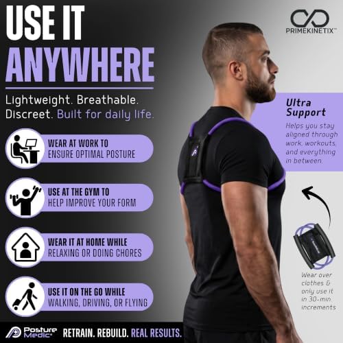 PostureMedic Plus Strength Dynamic Posture Corrector for Athletes – High Resistance Training System for Performance & Recovery – Professional Grade Posture Trainer for Men & Women - Size S (Purple) - Image 6