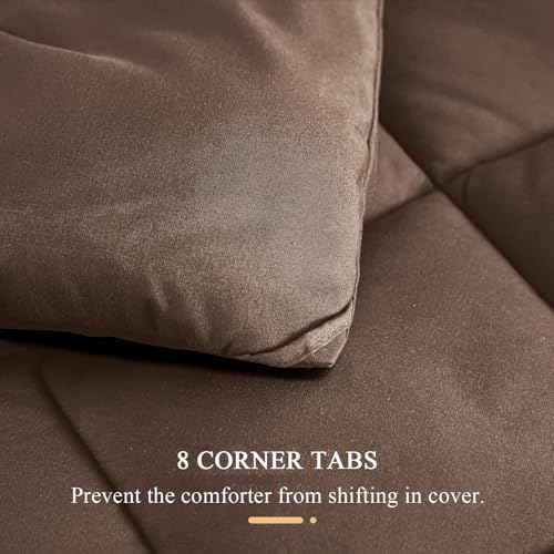 132x120 Alaskan King Comforter, Extra Large King Size Comforter Oversized, All Season Soft Lightweight Quilt Down Alternative Duvet Insert with 8 Corner Tabs(120x132, Brown) - Image 5