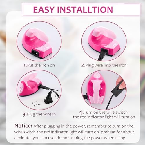 Honoson Mini Craft Iron with Charging Base Tiny,Pink, Light Pink - Image 3