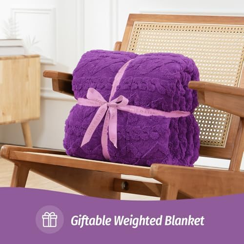 Wemore Queen Weighted Blanket for Adults 15lbs 60" x 80" Dark Purple - Image 5