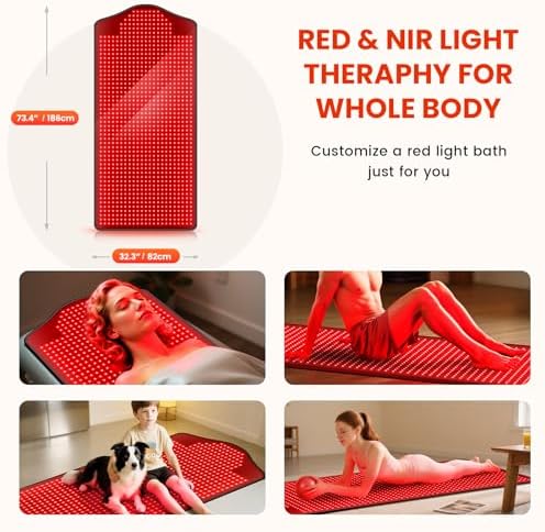 Red Light Therapy for Body, Infrared Light Therapy, 73"x 32" Red-Light Mat for Full Body, 1090 LEDs, 3-in-1 LED Bead, 660nm & 850nm, Pain Relief, Light-Therapy for Dogs, Knee, Shoulder, Back - Image 5