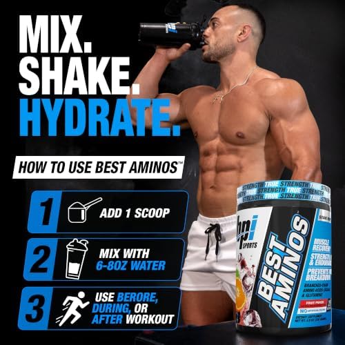 BPI Sports Best Aminos - BCAA Powder Post Workout & Glutamine Recovery Drink with Branched Chain Amino Acids for Hydration & Recovery, for Men & Women - Fruit Punch - 25 Servings - Image 6