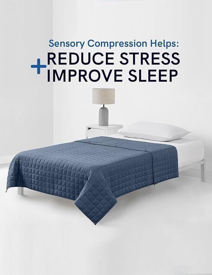YnM Cooling Weighted Blanket for Adults, 10lbs Heavy Bed Throw for One Person of 90lbs, Perfect for Hot Sleepers or Warm Climates with Rayon/Glass Beads(48x72 Inches,Twin/Full Bed, Blue Grey) - Image 3