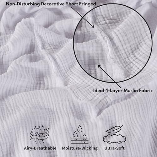 Muslin Blanket - Pure 100% Turkish Cotton Airy Soft Light Versatile Gauze Throw Blanket for Bed, Couch, Sofa (White, Twin XL Size (71" x 95" inch)) - Image 4