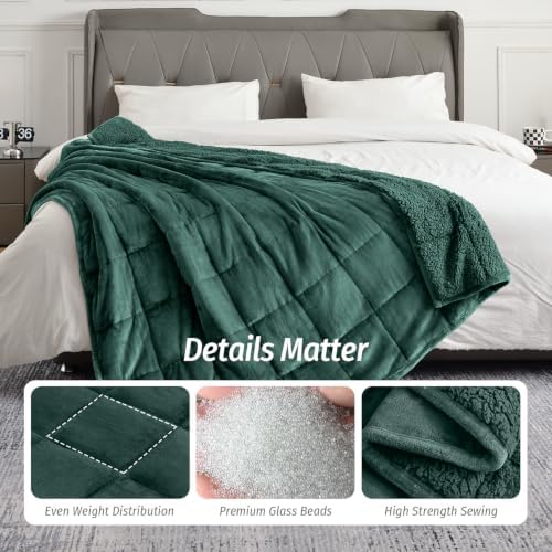 Wemore Sherpa Fleece Weighted Blanket for Adult 15 lbs King 80"x87" Green - Image 5