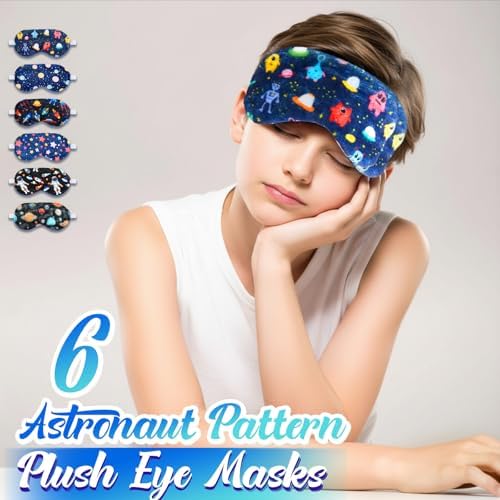 Cuffbow 6 Pack Fuzzy Sleep Masks Plush Eye Mask,Astronaut,Blue - Image 4