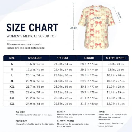 Men's Scrub Top,V-Neck Spill Wrinkle Resistant,3 Pockets-Preppy-Style Bow (1) - Image 5