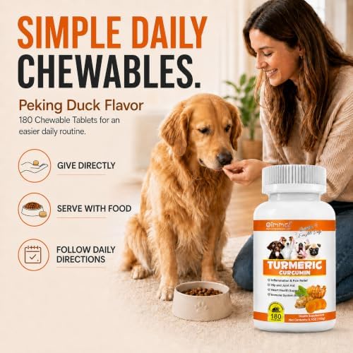 Turmeric for Dogs – 180 Count Tablet Treats with Curcumin & Piperine – Joint Health, Mobility, Allergy & Itch Relief, Skin & Coat, Hot Spots – Arthritis & Hip Joint Support with Salmon Oil - Image 5