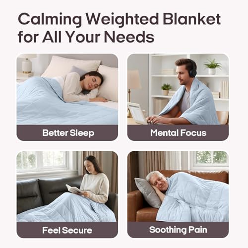 ZonLi Weighted Blanket for Adults (48"x72", 12lbs, Light Blue) - Image 5