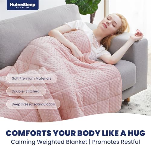 Huloo Sleep Weighted Blanket Queen 15lbs for Adult(60"×80",Pink) Breathable Soft Minky Weighted Throw Blanket for All Season,Heavy Blanket with Premium Glass Beads - Image 3