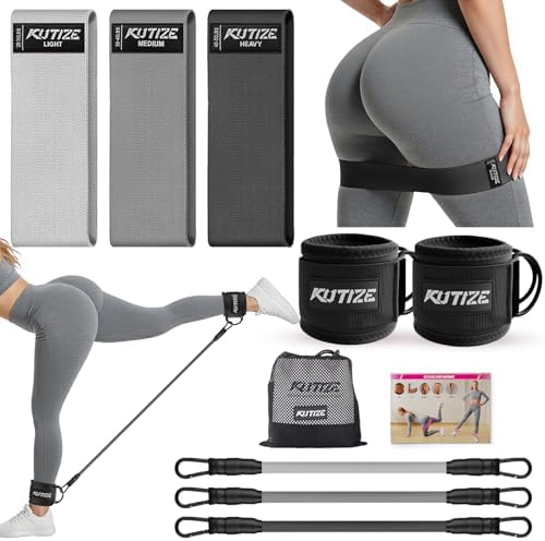 KUTIZE Ankle Resistance Bands with Cuffs & Fabric Resistance Bands Set - Legs & Glutes Workout Equipment for Women & Men, Home Gym Heavy Exercise Bands for Hip, Yoga, Strength Training, Rehab, Pilates by Unknown