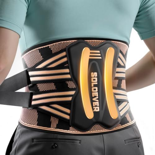 Back Brace for Lower Back Pain Relief Copper-Infused Support for Men Women by SOLOEVER