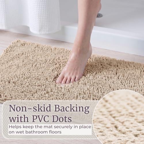 Home Windsor 2 Piece Memory Foam Shag Bath Mat - Ivory - Image 4