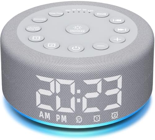 Plug-in Sound White Noise Machine Brown Noise Machine & Alarm Clock with Rechargeable Backup Battery Night Light Dual Alarms 30 Sleeping Sounds for Baby Kids Adults 5 Timers 15 Wake Up Sounds & Memory by Hushingwhitenoisemachine