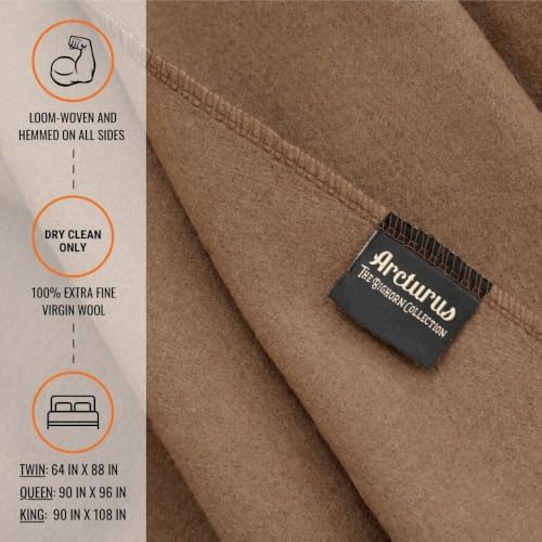 Arcturus Bighorn 100% Virgin Wool Blanket | Heirloom-Quality Wool Bedding for Home & Cabin | Warm, Thick & Durable (Queen Size, Mocha) - Image 2