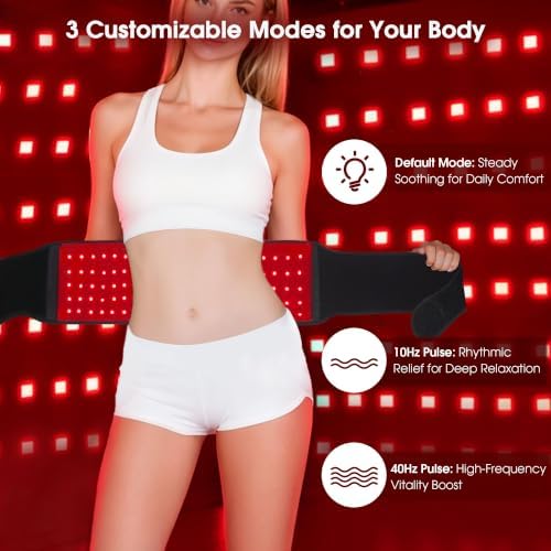 Red Light Therapy Belt for Body, 105 LEDs Infrared Light Therapy Wrap Belt for Waist Back Shoulder Legs Knee Muscle Relax, Portable 660nm 850nm 3 Chips in 1 Red Light Belt with Timer(Corded) - Image 4