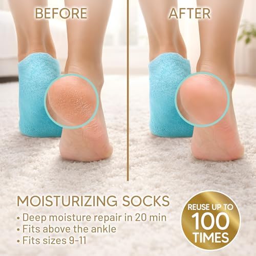 Love Lori Moisturizing Gel Socks for Women - Dry Cracked Feet, L - Image 2