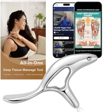 lifechill Trigger Point Massage Tool for Pain Relief Deep Tissue & Gua Sha, HSA Fascia Release Tools for Full Body, FSA Eligible Items Muscle Scraper Acupressure Tool TMJ Relief, Thumb Saver Neck Foot by lifechill