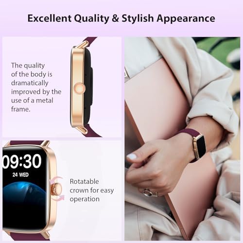 Smart Watch for Women Men, 1.85" HD AMOLED Fitness Tracker (Answer/Call) with 24/7 Heart Rate/Sleep/SpO2 Monitor for iPhone & Android, 120+ Sports Modes Smartwatch with IP68 Waterproof, 2 Bands - Image 3