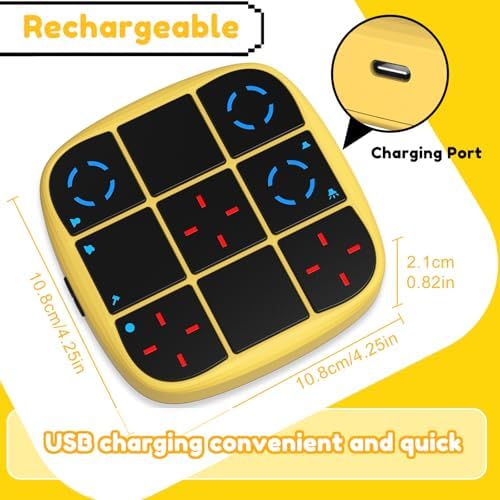 KOQQQ Rechargeable Tic-Tac-Toe Bolt Game, Upgraded 4-in-1 Handheld Puzzle Console, Electronic Educational Memory Game, Portable Travel Car Ride Board Games for Kids Adults (Yellow) - Image 3