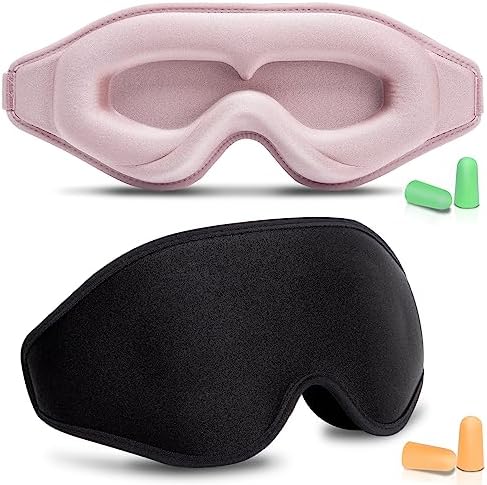 BeeVines 3D Molded Sleep Mask, Blackout Eye Masks for Sleeping (2 Packs) by BeeVines