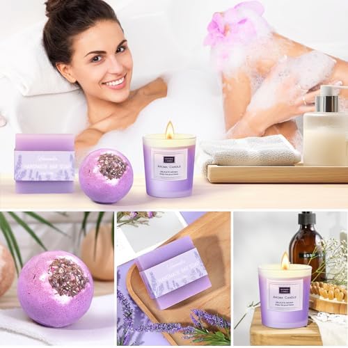Birthday Gifts for Women Lavender Spa Gift Basket for Women Self Care Relaxing Bath Set Purple Gifts Inspirational Gift for Mom Wife Her Female Sister Teacher Nurse Friends Employee Coworker Spa Gifts - Image 5