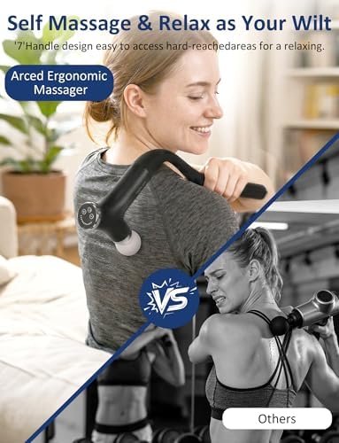 GDLKPS Massage Gun Deep Tissue,Ergonomic Extension 2-in-1 Detachable Handle Back Massager.Handheld Electric Percussion Muscle Massager for Shoulder, Thigh, Waist & Neck。 - Image 2