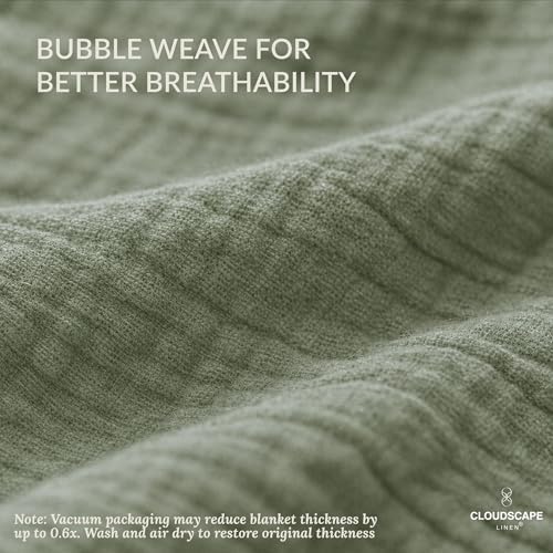 CLOUDSCAPE 8 Layer 100% Muslin Blanket for Adults Twin 68"x92" - Sage Green - Image 3