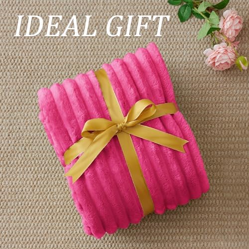 BEDELITE Ribbed Hot Pink Throw Blanket for Couch, 50"x60" - Image 6