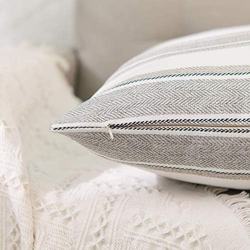 1 Piece Small Stripe Pillow Case Soft Faux Linen Square Decorative Mini Throw Cushion Cover Pillowcase with Hidden Zipper for Sofa Car Couch Living Room 14" x 14 " - Image 4