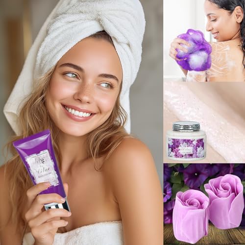 9Pcs Spa Gifts, Birthday Gifts, Lavender Lilac Spa Gift Baskets for Women - Image 5
