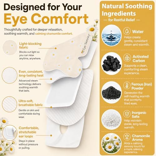 Eye Serenity Steam Eye Mask, Heated Eye Mask Fast Relief for Stye Chamomile - Image 6
